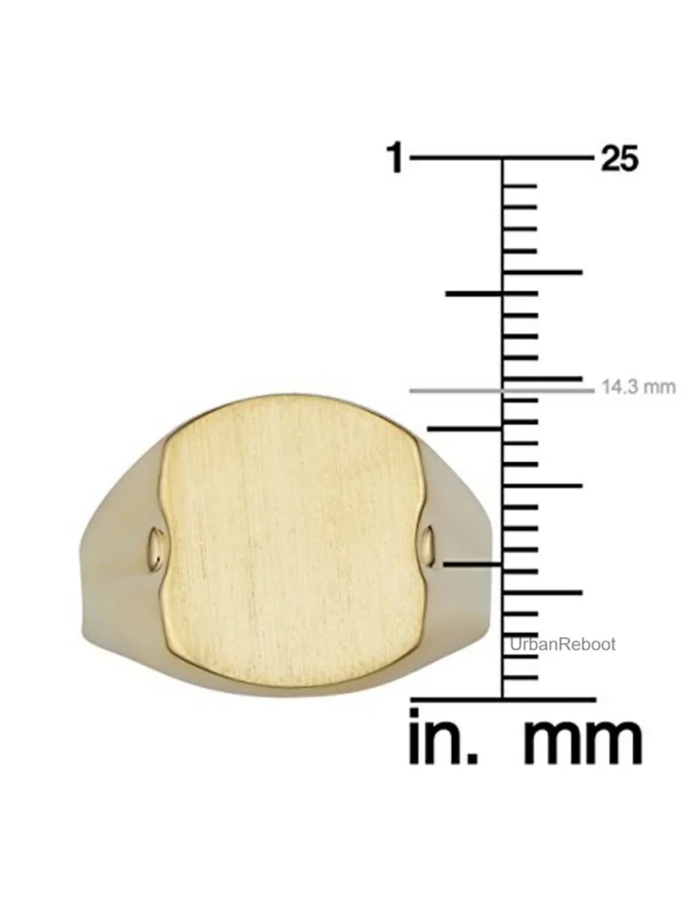 14k Yellow Gold Cushion Signet Ring Unisex 14 mm